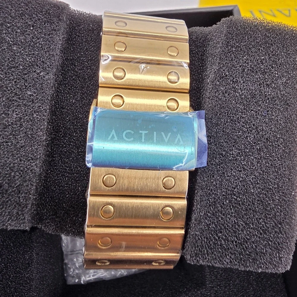 Activa by Invicta Mens Gold Tone Digital Square Watch 30M Water Resist New